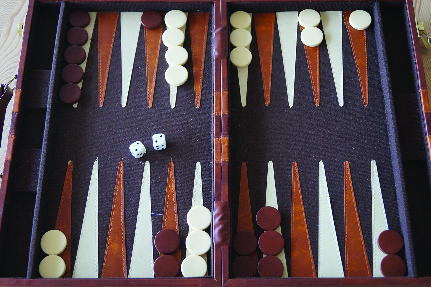 3 Backgammon Anna spiller backgammon i sin fritid. Backgammon er et brætspil, hvor to spillere på skift kaster to terninger. Terningkastene afgør, hvor mange felter spillerne må rykke deres brikker.