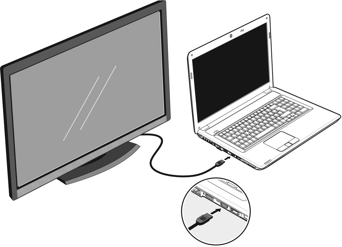 Tilslutning af en ekstern monitor Notebooken er forsynet med en Display Port (14) til en ekstern monitor. 1. Luk den bærbare PC ned på normal måde. 2.