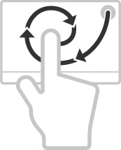 To-finger betjening af musepladen Musepladen understøtter to-finger betjening, som muliggør udførelsen af bestemte kommandoer ved nogle applikationer Du kan udføre de følgende kommandoer med