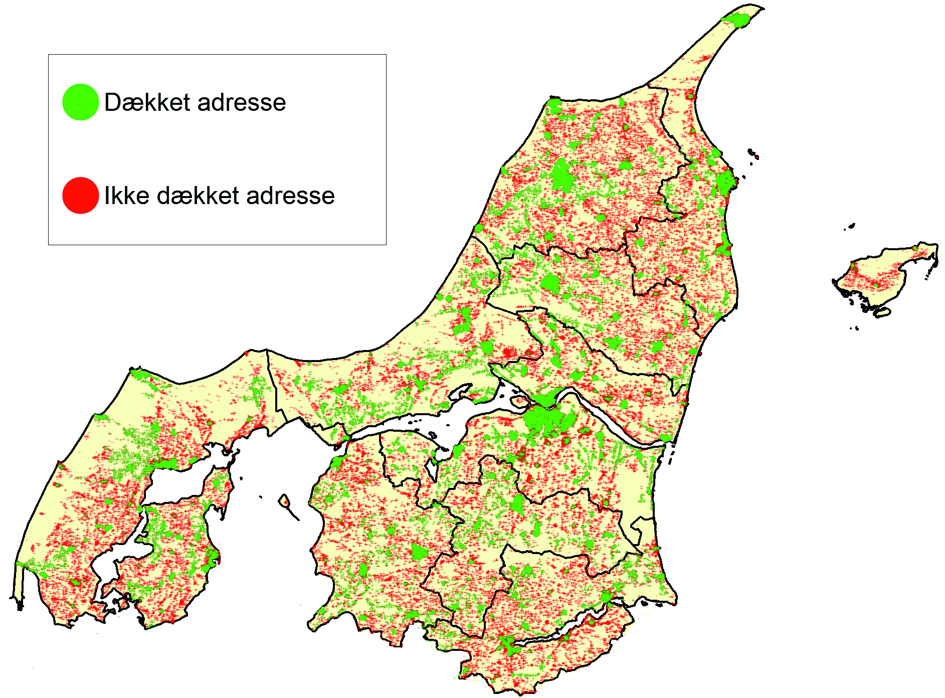 Region Nordjylland - Talstærkt Adgang til højhastighedsbredbånd Kortet viser dækningen af højhastighedsbredbånd (mindst 100 Mbit/s download og 30 Mbit/s upload) i 2015 Kortlægningen er opgjort på