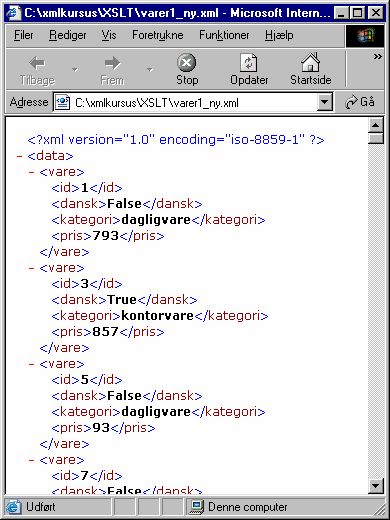 Alle noder i dokumentet - rekursivt: Følgende stylesheet kan bruges til at vise ALLE noder (ikke kun alle elementer!) i et XML dokument inklusive whitespace noder (f. eks.