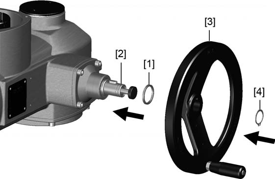 Montering SA 07.2 SA 16.2/SAR 07.2 SAR 16.2 4. Montering 4.1. Monteringsposition AUMA-aktuatorer kan anvendes i enhver monteringsposition uden begrænsninger. 4.2. Montering af håndhjul Information Til transport leveres håndhjul med en diameter fra 400 mm med i løs tilstand.