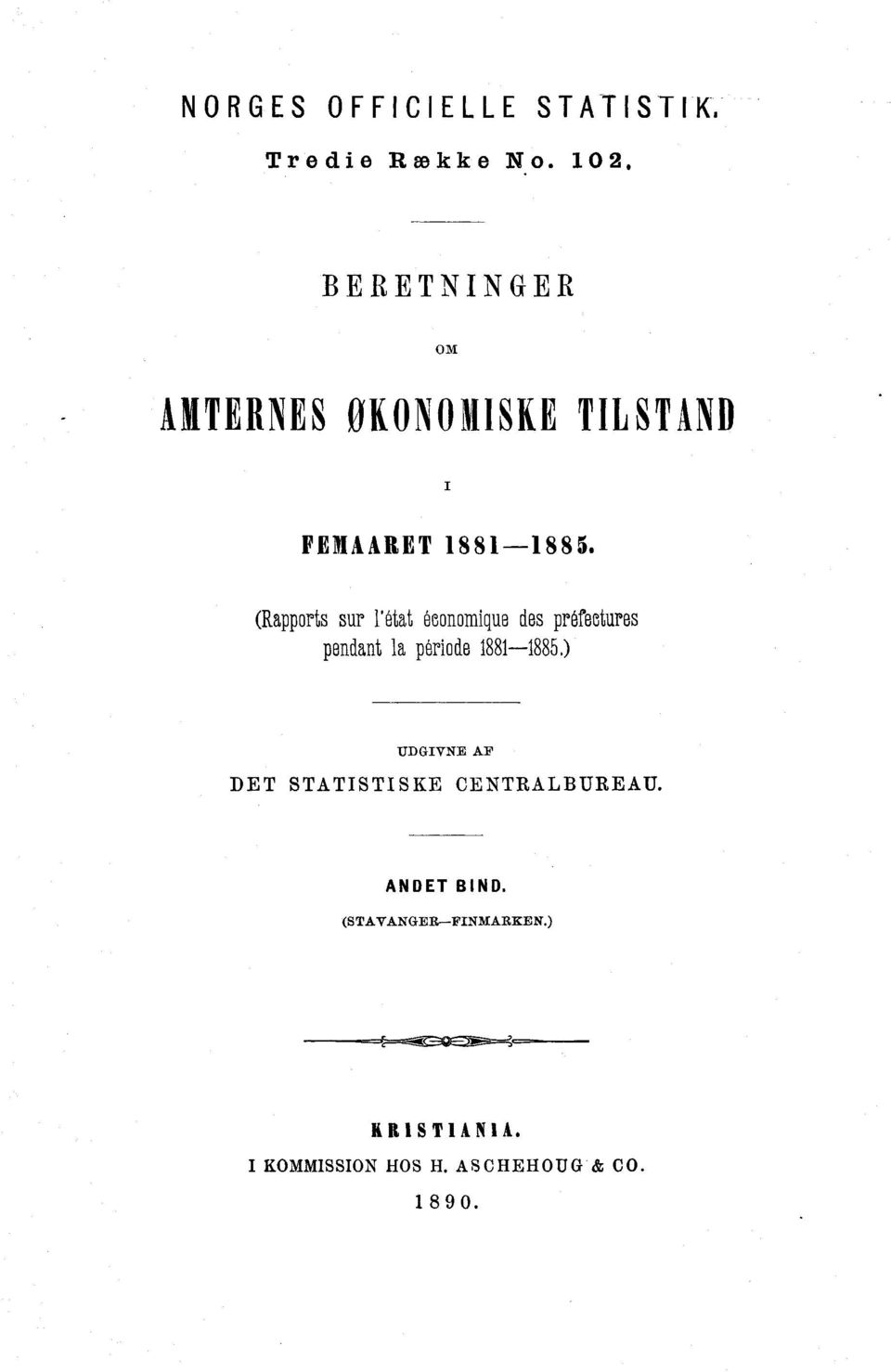 (Rapports sur l'état économique des préfectures pendant la période 1881-1885.