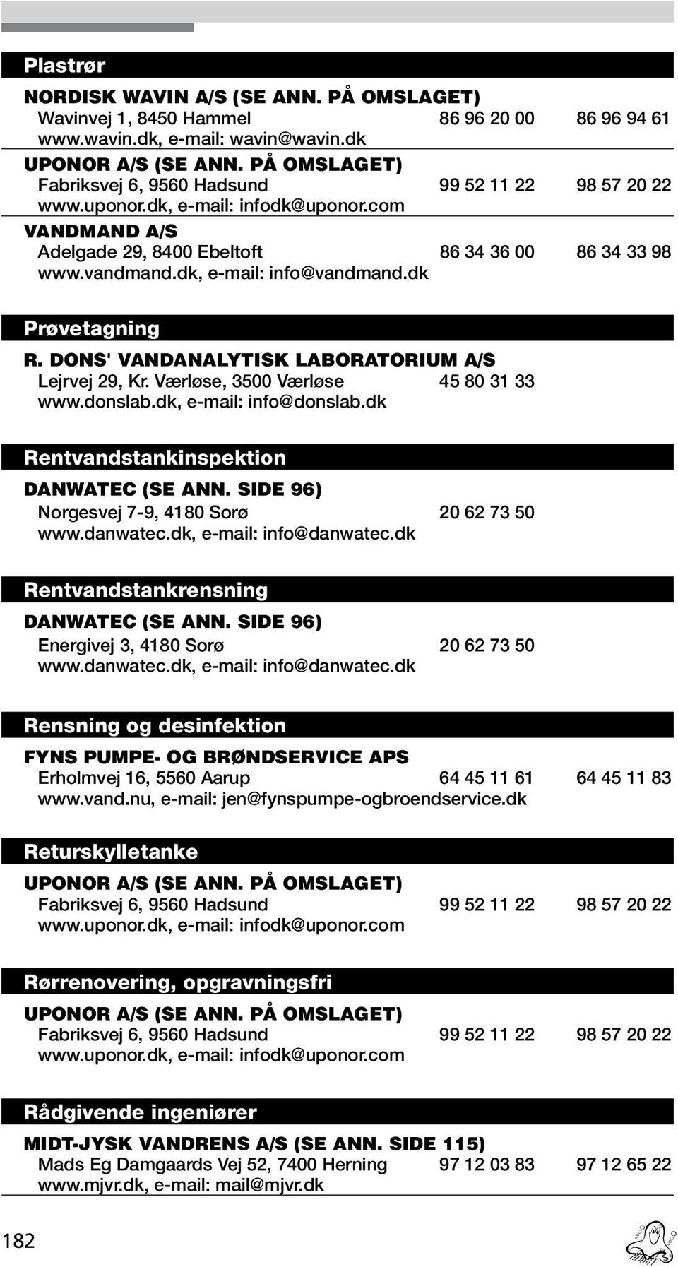 dk, e-mail: info@vandmand.dk Prøvetagning R. Dons' vandanalytisk laboratorium A/S Lejrvej 29, Kr. Værløse, 3500 Værløse 45 80 31 33 www.donslab.dk, e-mail: info@donslab.