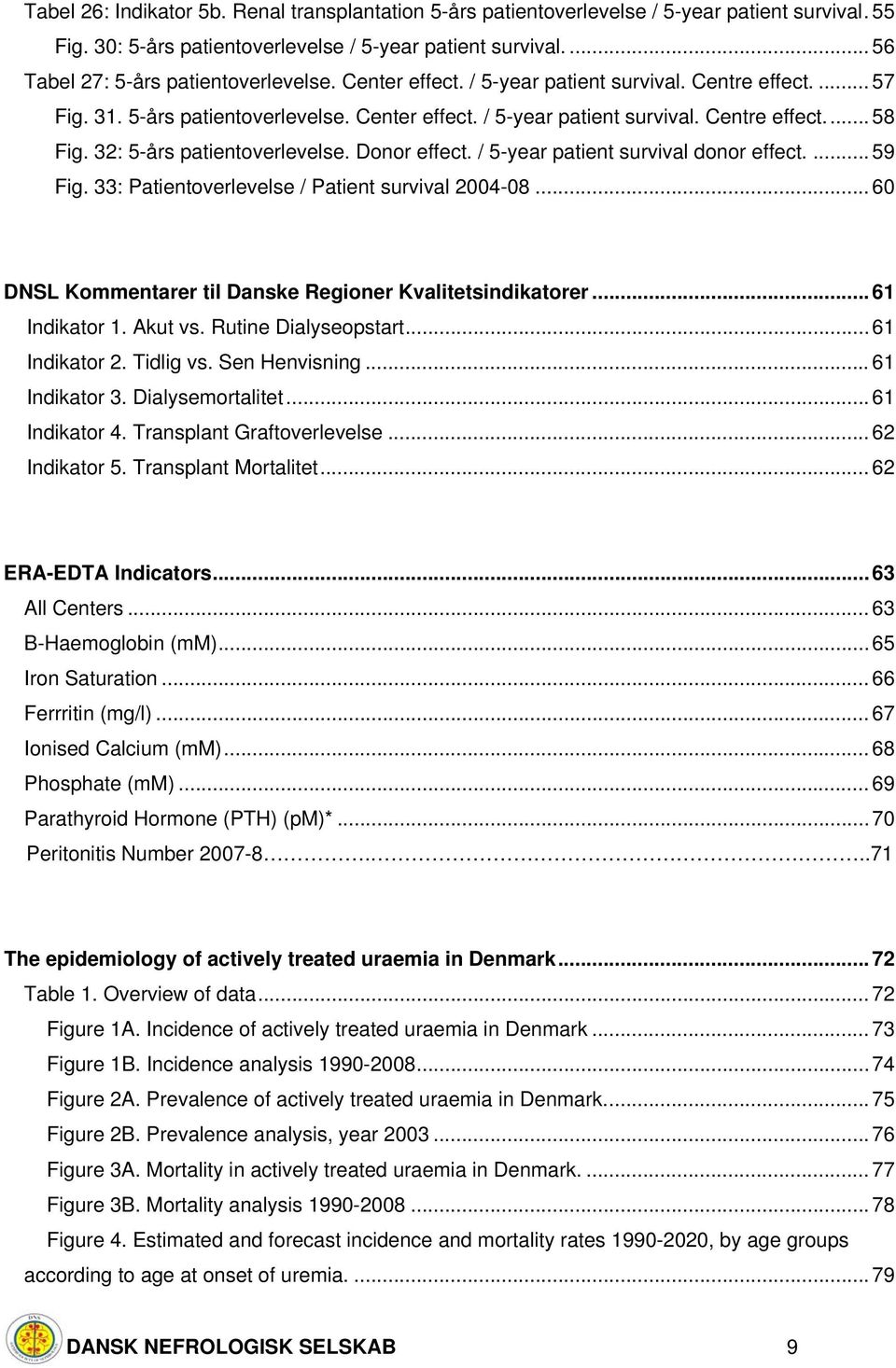 Donor effect. / 5-year patient survival donor effect.... 59 Fig. 33: Patientoverlevelse / Patient survival 24-8... 6 DNSL Kommentarer til Danske Regioner Kvalitetsindikatorer... 61 Indikator 1.