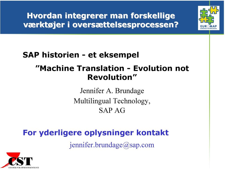 SAP historien - et eksempel Machine Translation - Evolution not