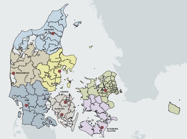 Det nye Danmarkskort 2007 Fra 271 til 98 kommuner Fra 14 amter og Hovedstadens