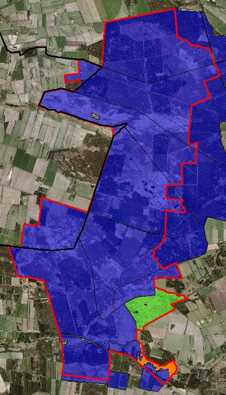 Bilag 3: Kort med Natura 2000-område samt indsatser Signatur forklaring Sort linje: Kommunegrænse Rødt område: Natura 2000-område Blåt område: Statens