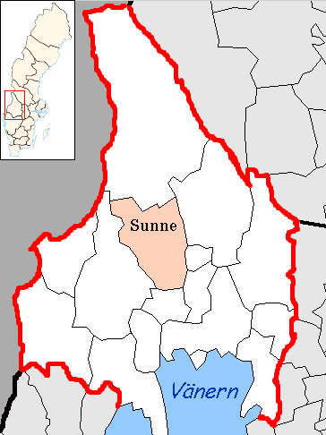 Sunne Kommune ligger i Värmlands Län, midt i Sverige Värmlands län har 276.