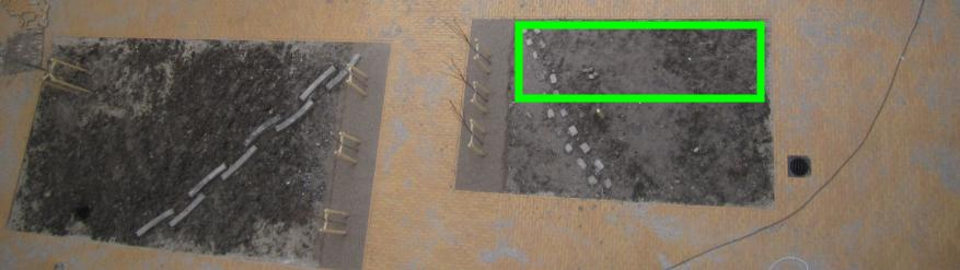Tørrestativer i gul-område (Se skitse, pkt. A ): o Arkitekt havde kun planlagt mulighed for tørring af tøj på nedenstående markeret område (grøn firkant), hvilket svarer til 9-12 meter.