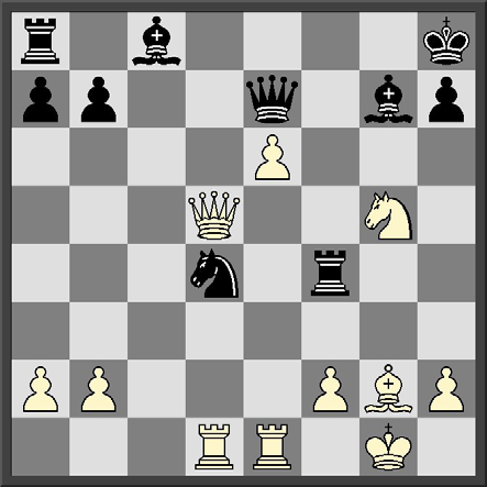 Dette træk har en indre logik, idet Se7 får adgang til det gode felt g6. Men derfor behøver 14...g5 selvfølgelig ikke være korrekt. 15.Sxg5 Sg6 16.Sc3 Sxf4 16...Txf4 17.