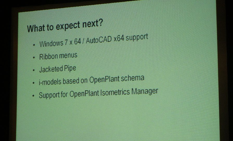 o Ribbon menuer o Jacketed Pipes o Support af OpenPlant Isometrics Manager. o 64 bit support på Windows 7 og AutoCad x64. Det er i Windows 7 muligt at indkapsle VB Apps samt VB Com.