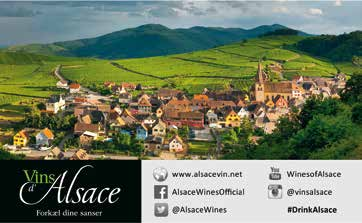 4 Alsace, vinregionen Alsace, vinregionen 5 Alsace, vinregionen Alsace, vinregionen Producent Vin År Importør ALSACE Hvidvinene fra Alsace er blandt danskernes foretrukne.