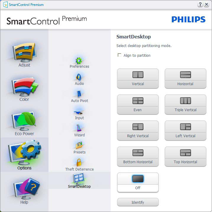 3. Billedoptimering 3.4 SmartDesktop vejledning SmartDesktop SmartDesktop er en del af SmartControl Premium. Installér SmartControl Premium og vælg SmartDesktop under Options (Indstillinger).