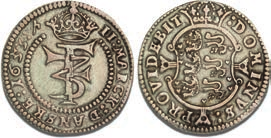 12 VF 1+ 4 mark / krone 1653, H 87A, S 32, Aagaard 16.2, ex.