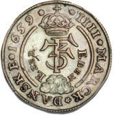 mark / krone 1659 "Eben Ezer", H 98, S 32, Aagaard 74, ex.