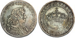 25 F 1 4 mark / krone 1659 "Eben Ezer", H 100B, S 36, Aagaard 77, ex.