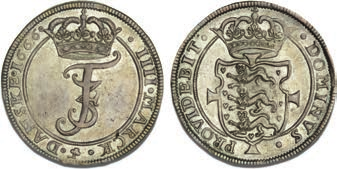 36 F 1 4 mark / krone 1667, H 113C, S 44, Aagaard 108.1, ex.