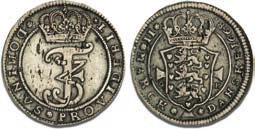 4 mark / krone 1668, H 114B, S 34, Aagaard 110.1, ex.