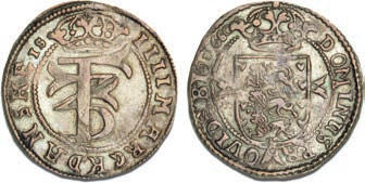 DNF 1947 - sjælden 270 2,000 Christian V, 1670-1699 56 VF 1+ Dukat u.