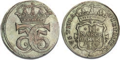 69 VF-F 1+-1 4 mark / krone 1680, H 76, S 17, Aagaard 24, ex.