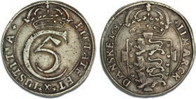 85 VF 1+ 2 skilling 1693, H 111, S 75 270 2,000 86 Unc-EF 0-01 1/2 skilling 1693, H 112A, S 80,
