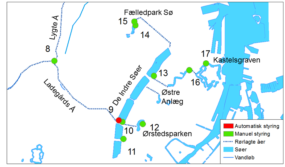 5.2 Det centrale vandområde Det centrale vandområde forsynes med vand fra det nordlige vandområde via den rørlagte Ladegårds Å.