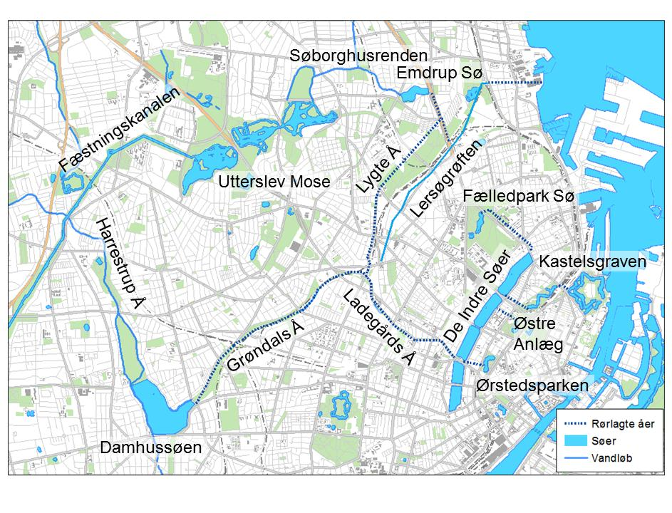 1 Indledning Københavns søer er forbundne via åbne og rørlagte vandløb, og de forsynes primært med vand fra Harrestrup Å.