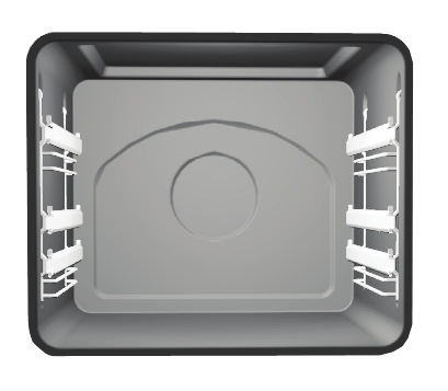 Ovnens niveauer (afhænger af modellen) 5 4 3 2 1 5 4 3 2 1 Ovnens tilbehør (rist, bageplade, bradepande) kan sættes ind i et af ovnens 5.