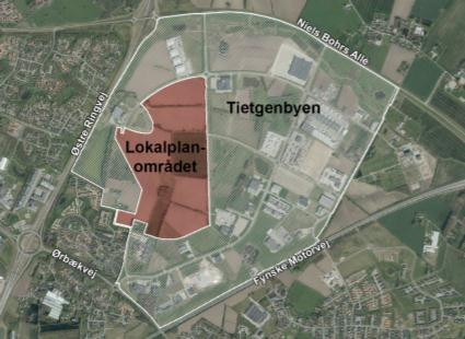 Planforslagenes baggrund Denne lokalplan og kommuneplantillægget er udarbejdet på baggrund af en virksomheds ønske om at opkøbe areal til brug for ca. 445.000 m 2 erhvervsbyggeri i Tietgenbyen.