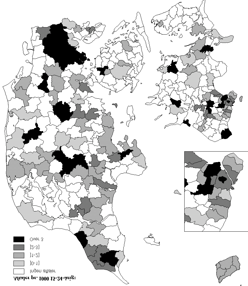 Figur 5. Indgåede aftaler fordelt på kommuner, 2002.