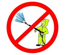 Brug ikke højtryksspuler til rensning af elektriske installationer. Hvis ledningen bliver beskadiget skal den udskiftes med det samme. Operer altid maskinen i et sikkert område.
