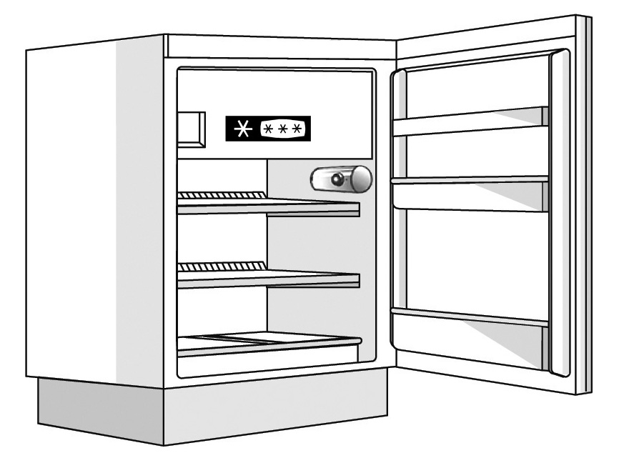 BRUG AF KØLESKABET Dette apparat er et automatisk køleskab eller et køleskab med stjernet frostboks. Afrimningen af køleafdelingen er fuldautomatisk.