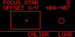 Hvis stjernen ligger for tæt på sensorenskanten (Grænser: X-forskydning ± 82, Y- forskydning ± 46), kan du prøve at centrere den ved GRUNDIGT nudging bjerget langs de fire