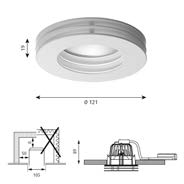 Strata Mini Design: Alfred Homann Koncept: Lysfordelingen er symmetrisk og nedadrettet. Den hvide reflektor sikrer et varmt og behageligt lys. Ringen reducerer blænding af forbipasserende.