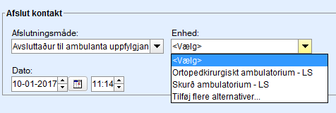 Vel klinikara í listanum, ávíkavist > Læge og / ella > Sygeplejerske. Legg til merkis um tíðspunktið er rætt.