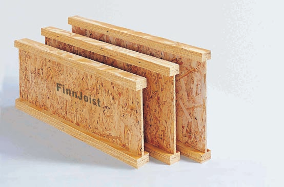 Finnforest I-bjælke 360 400 360 400 360 400 Finnforest i-bjælke består af lamineret træ i kvaliteten Kerto-S i flangerne og pladematerialet, OSB 3 (Orientated Strand Board) i kroppen.
