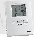 Alarm za nižje oz. višje vrednosti od nastavljenih (temperatura, vlaga). Preklop med C/ F. Mere (VxŠxG): 107x83x21. 33,00  Alarm za nižje oz.