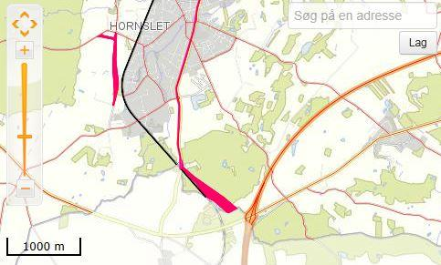 Side 50 Hornslet i fremtiden Det fremgår at Byrådet ønsker desuden at arbejde for en vejforbindelse fra Løgtenvej med tilslutning i en rundkørsel ved motorvejen mod Aarhus.