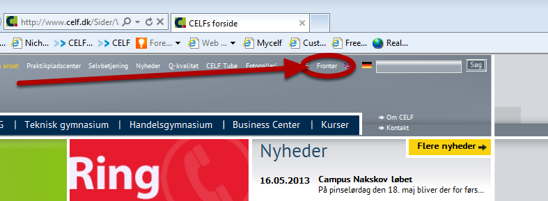 webbrowser (f.eks. Explore, Chrom, Firefox) 1. Skriv: "fronter.com/celf" i søgefeltet 2.