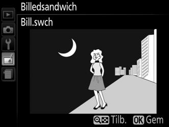 5 Få vist et eksempel på billedsandwich. Tryk på 4 eller 2 for at placere markøren i kolonnen Eks., og tryk på 1 eller 3 for at markere Bill.swch.