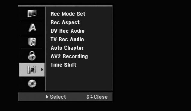 Juster indstillingerne for optagelse Rec Mode Set Vælg billedkvalitet til optagelse fra XP, SP, LP eller EP. Se optagetidspunkt for hver modus på side 66.