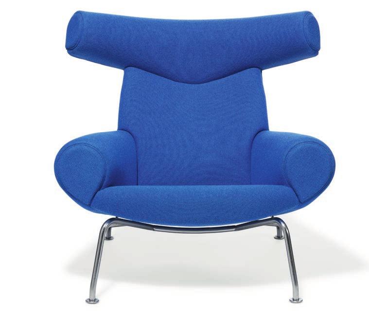 1267 HANS J. WEGNER b. Tønder 1914, d. Gentofte 2007 "Ox Chair". Easy chair with steel tube frame. Sides, seat and back upholstred with blue wool. Model AP 46. Designed 1960.