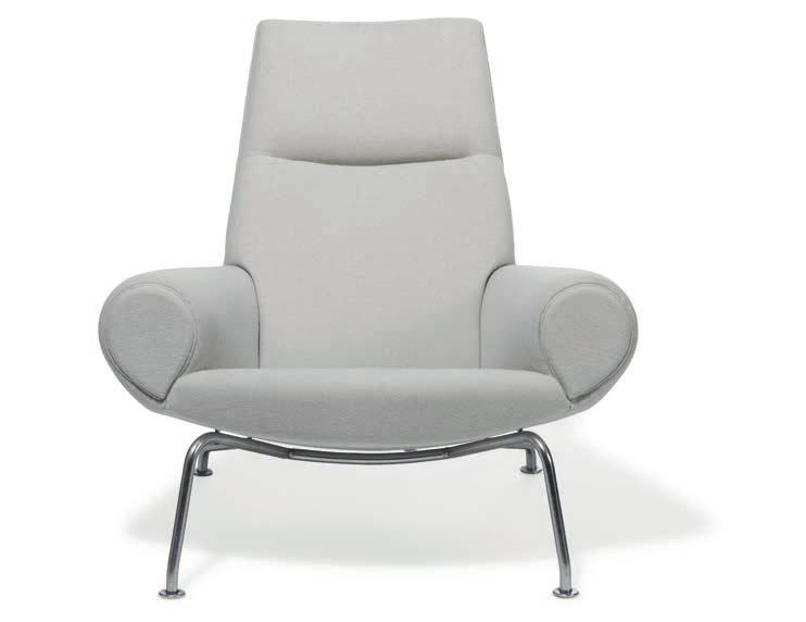 1269 HANS J. WEGNER b. Tønder 1914, d. Gentofte 2007 "AP 47". Easy chair with steel tube frame. Sides, seat and back upholstred with light wool. Designed 1960.