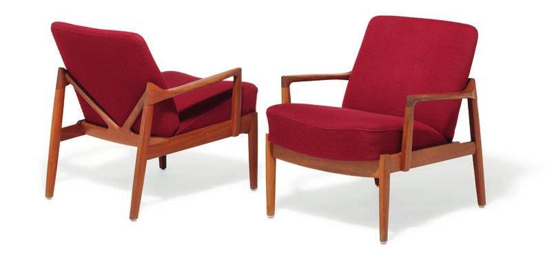 Seat and back upholstered with red wool. Model FD 125.