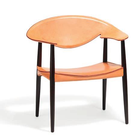 1300 * AKSEL BENDER MADSEN b. 1916, d. 2000 EJNER LARSEN b. 1917, d. 1987 "Metropolitan". Armchair with frame of wengé. Seat and back upholstered with patinated natural leather. Model 2842/L.