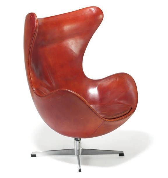 1310 ARNE JACOBSEN b. Copenhagen 1902, d. s.p. 1971 "The Egg Chair". Easy chair with profiled aluminum base.