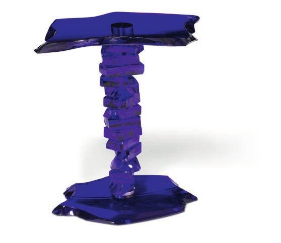 1319 1319 CD DANNY LANE b. Urbana, Illinois, USA 1955, Lives and works in London, UK. "Blue Caramel". Side table of blue coloured glass with pillar base of stacked, layered glass.