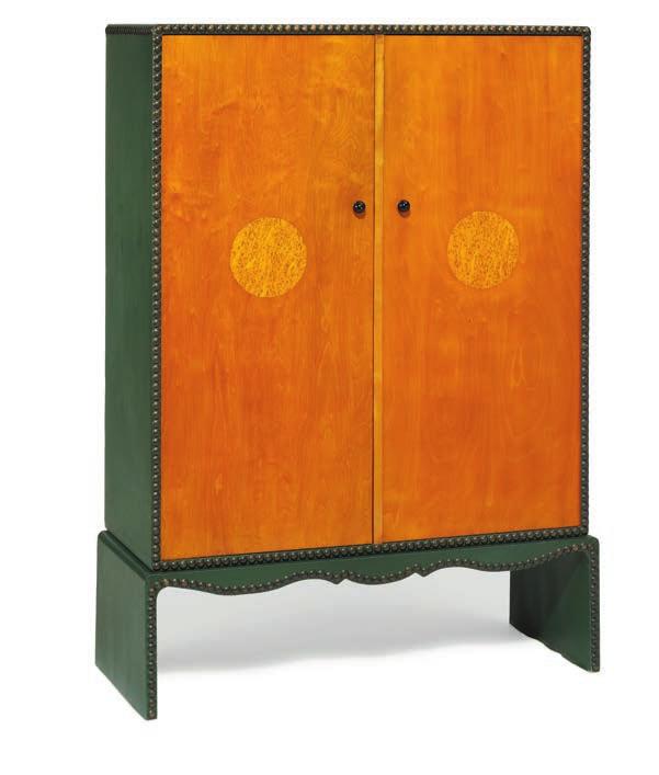 1337 1337 OTTO SCHULZ, ATTRIBUTED b. Tyskland 1882, d. Sverige 1970, Sweden. 20th century. Tall cabinet, front with two birch doors with circular root wood inlays, interior with shelves.