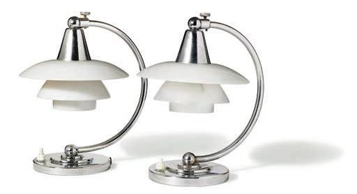 1344 1344 POUL HENNINGSEN b. Ordrup 1894, d. Hillerød 1967 "PH-1/1 Bedside Table Lamp". A pair of small adjustable table lamps.